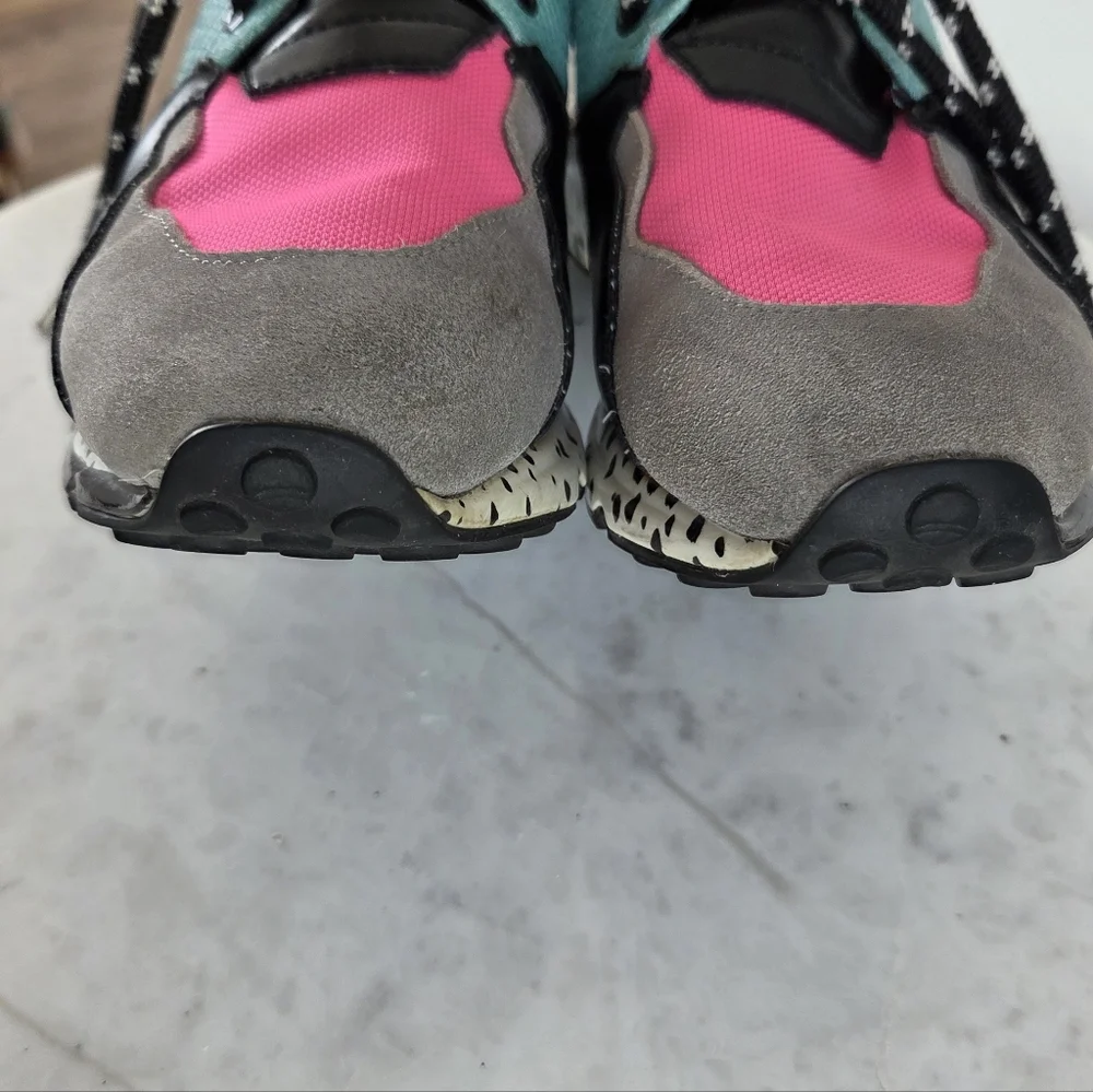 Steve Madden Women’s Cliff Sneakers Platform Animal Print Pink Turquoise Retro 8 - Picture 9 of 13